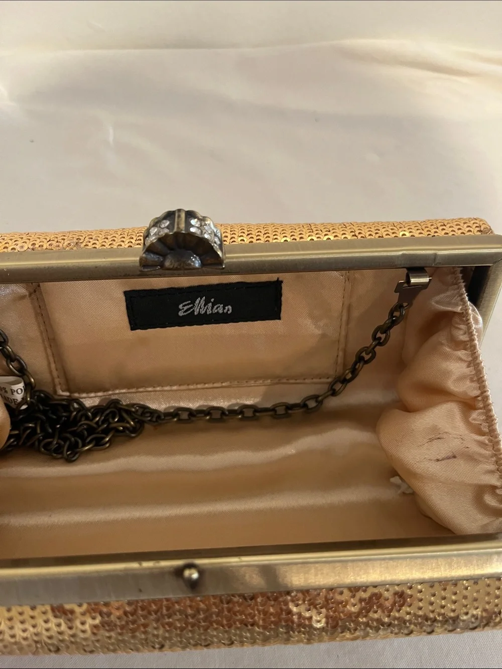 Gold Sequin Evening Clutch Wristlet